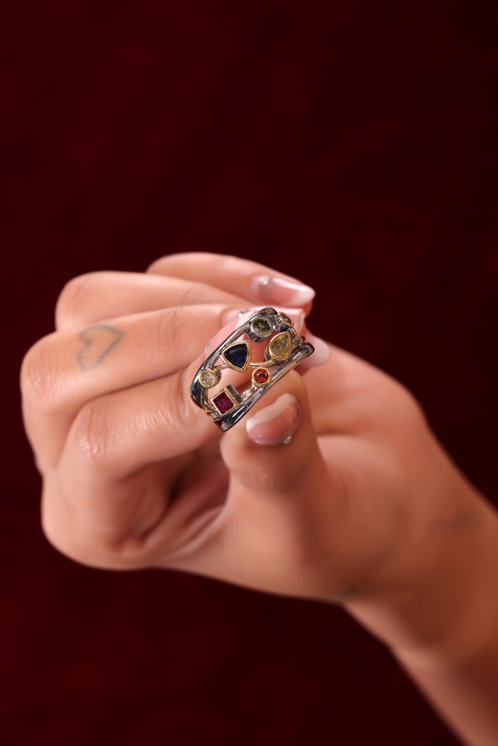 Power of Infinity Stones Multi-Color Swarovski Crystals Ring – Exquisite Platinum-Plated Statement Jewelry for Women & Girls, Symbolizing Strength, Elegance, and Timeless Beauty - Image 6