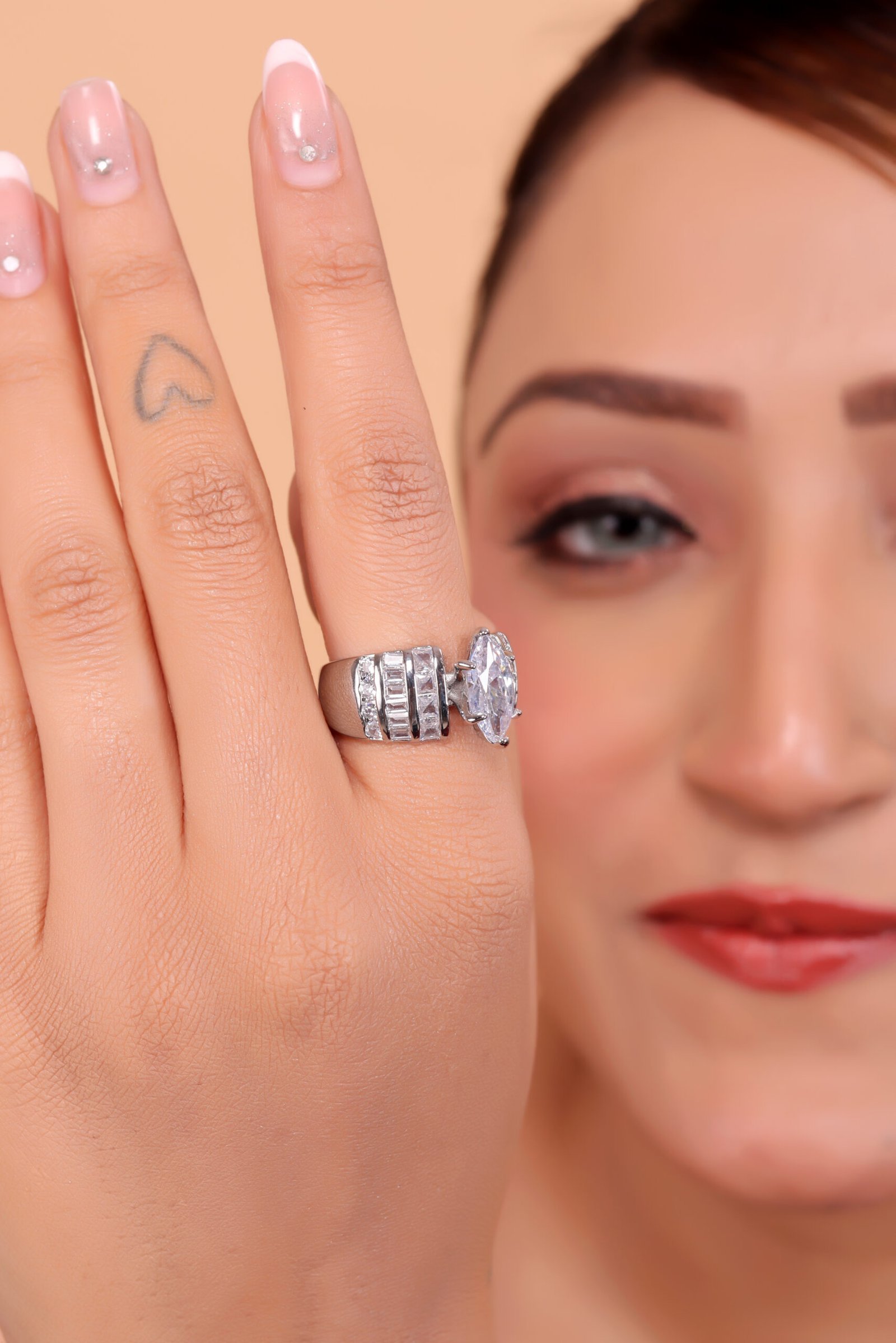 Elegant Marquise-Cut Diamond Ring with Channel-Set Accents