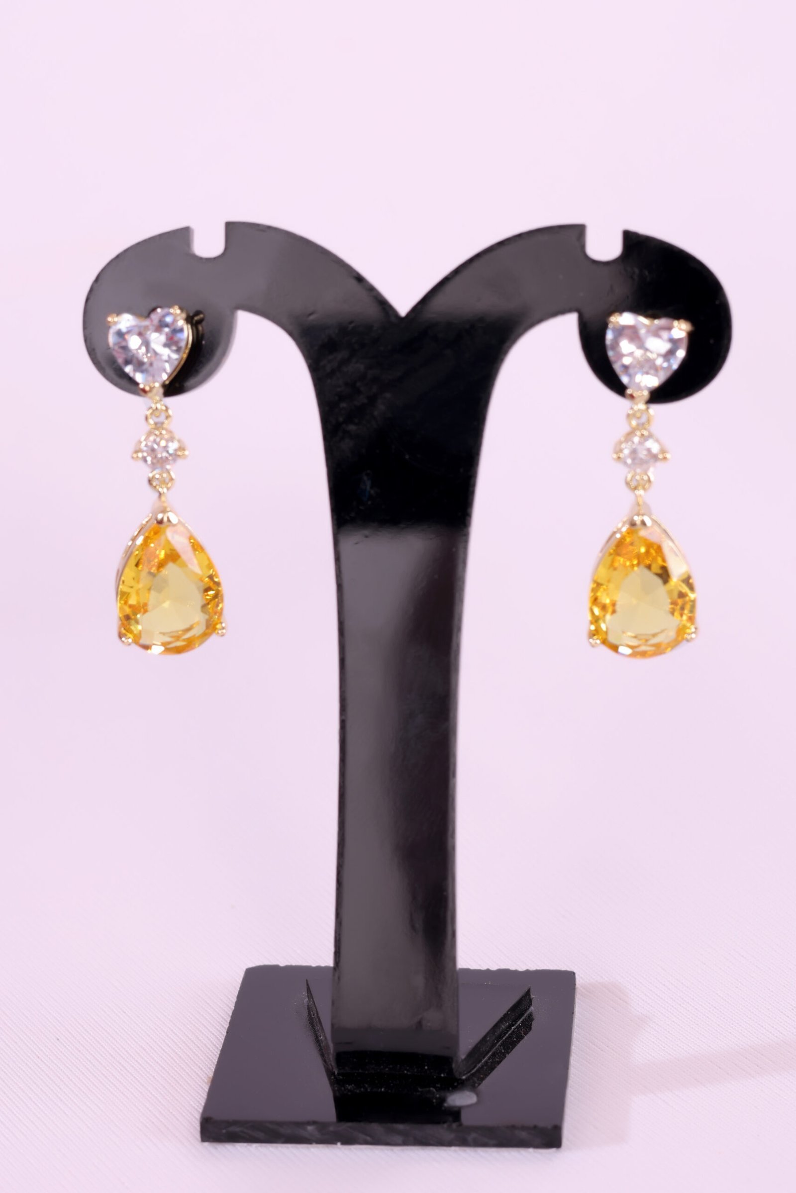 Radiant Gold & Yellow Teardrop Crystal Earrings – A Dazzling Statement of Elegance - Image 5