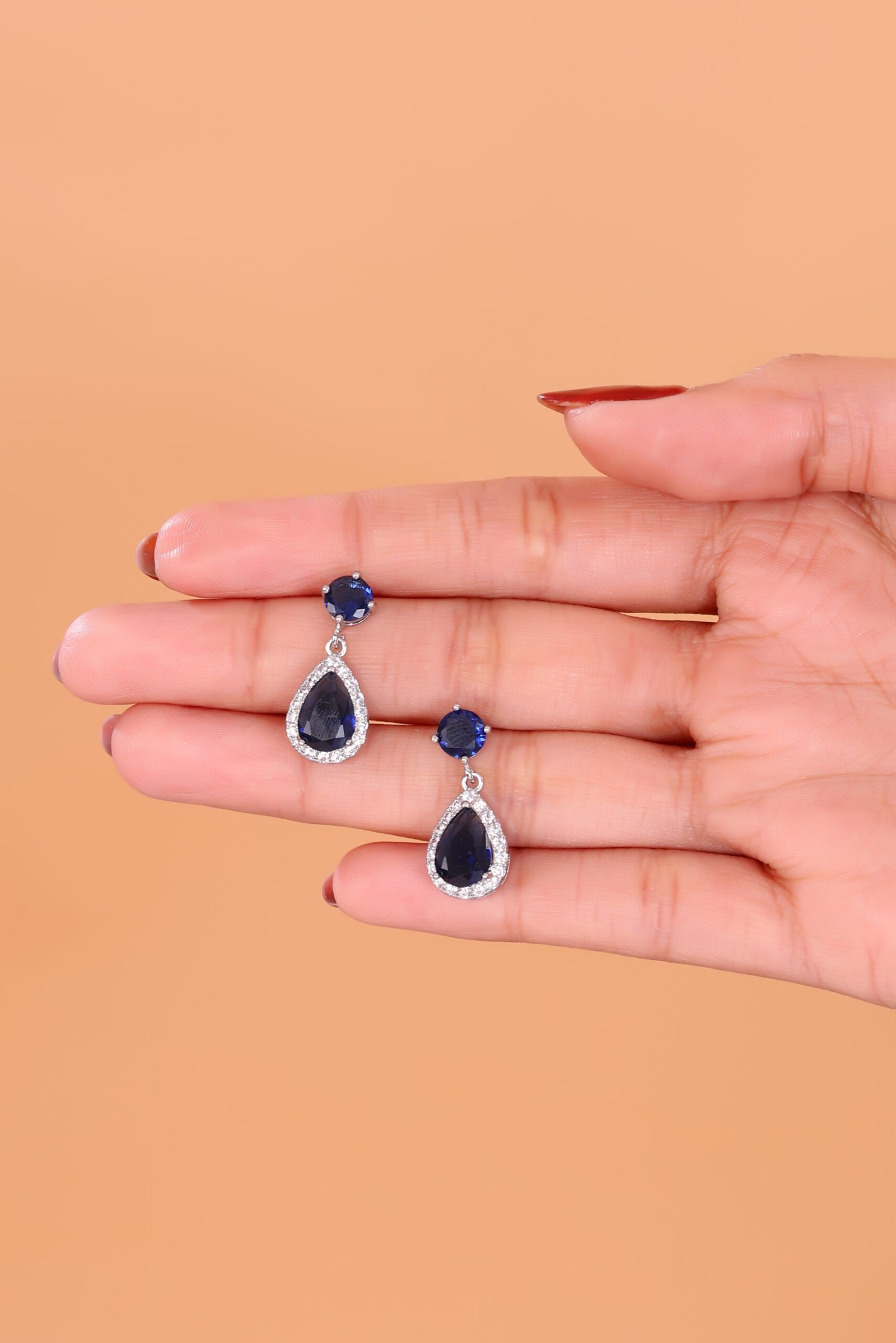 Elegant Sapphire Drop Earrings with Diamond Accents – A Timeless Statement of Luxury - Image 2