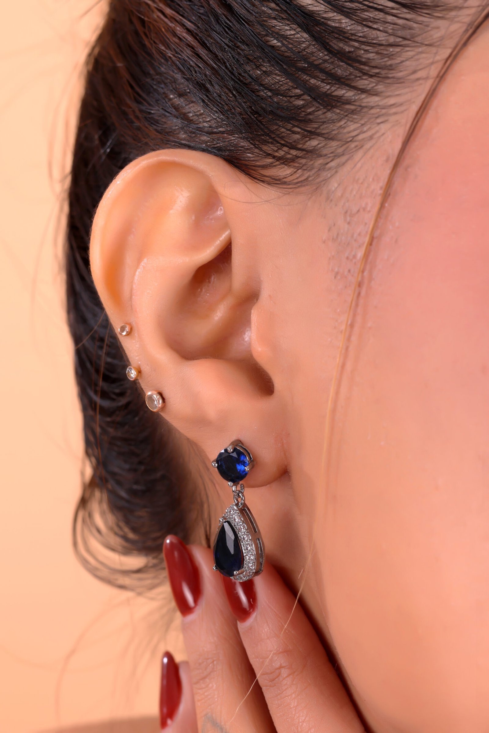 Elegant Sapphire Drop Earrings with Diamond Accents – A Timeless Statement of Luxury - Image 4