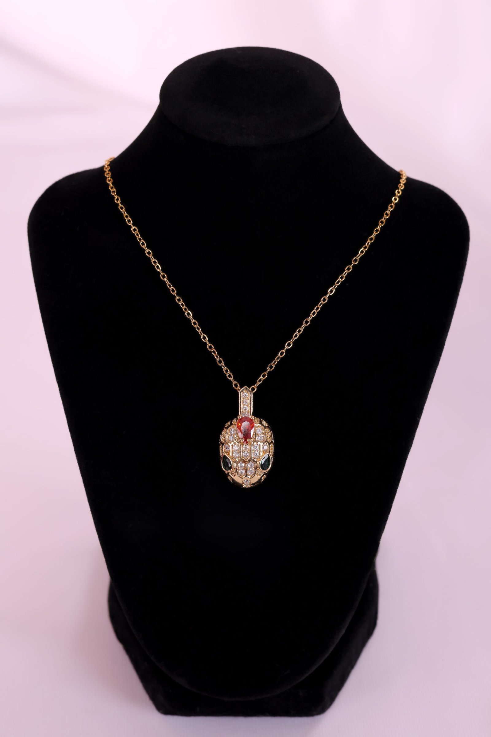 Luxurious Snake Pendant Necklace with Ruby & Emerald Accents – Symbol of Power & Elegance - Image 8