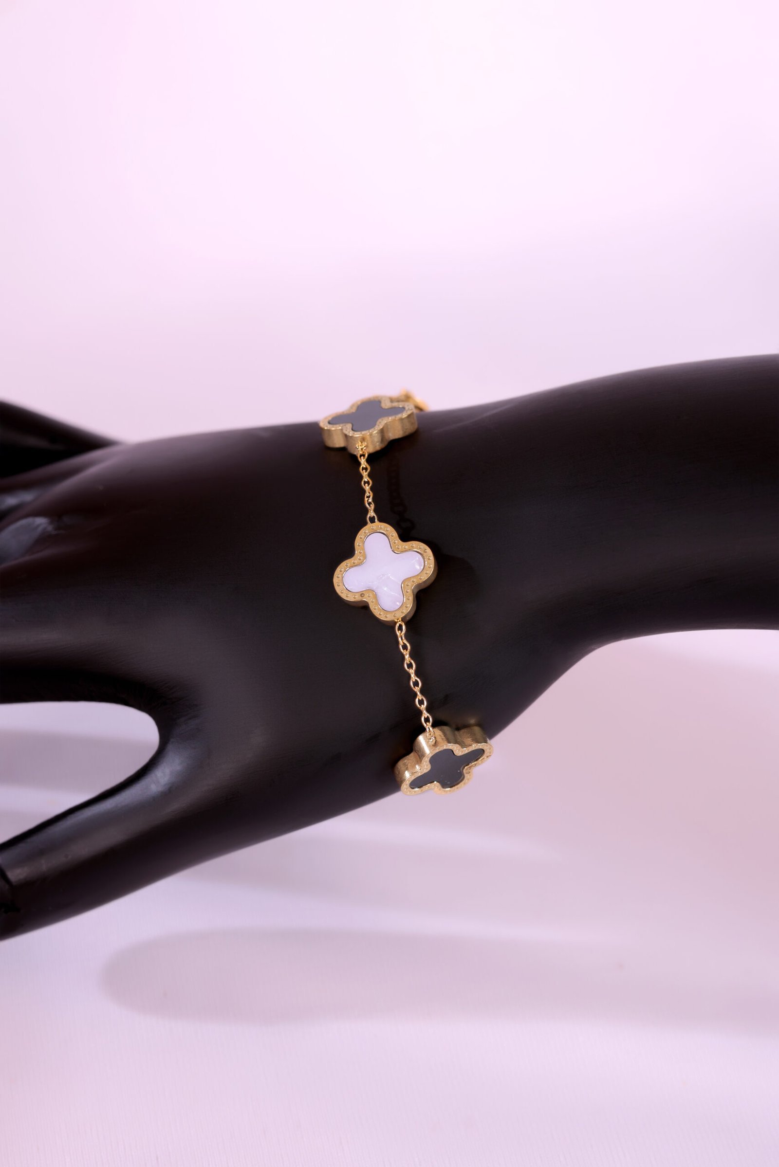 Five-Leaf Clover Gold Charm Bracelet – Symbol of Extra Luck & Elegance - Image 2