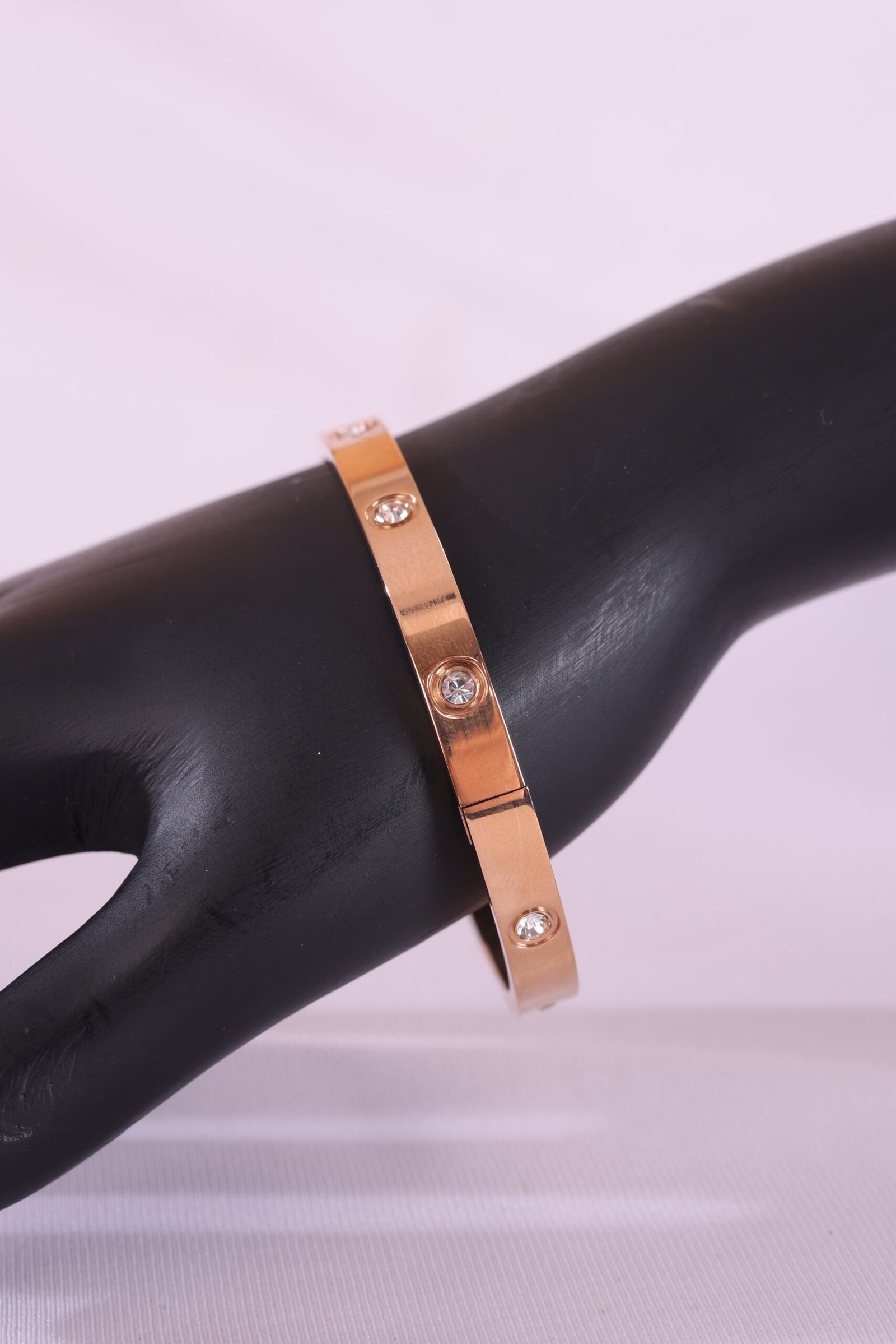 Plated Stainless Steel Cubic Zirconia Bangle Style Bracelet - Image 4